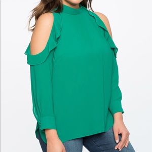 Eloquii Blouse with ruffles and cold shoulders